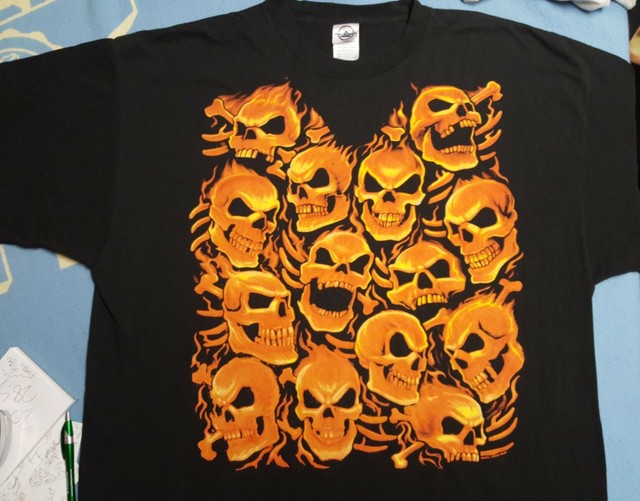 2006 VTG Liquid Blue Skull Pile shirt juicy j Supreme mens xxl 2000s