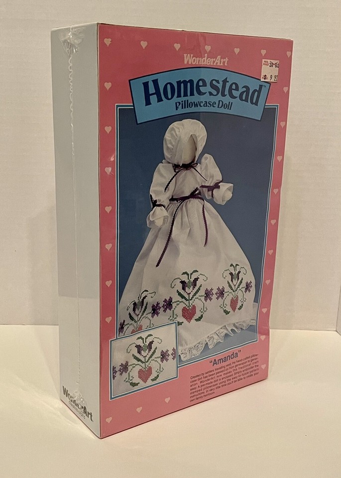 NIP 1990 WonderArt Homestead Pillowcase Doll Craft Sewing Kit Sealed AMANDA 9700 eBay