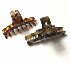 Women French Hair Claw Long Jaw Clip 2 Shapes Tortoise Brown VTG Made in France