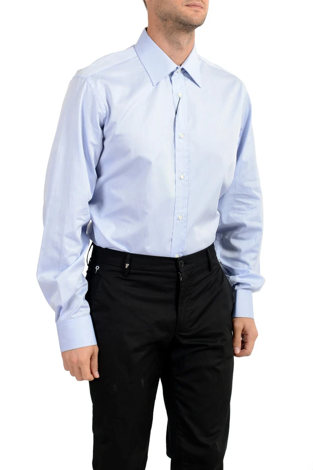 Camisa de vestir Dolce & Gabbana para hombre azul con botones manga larga talla 16,5 17 Foto 2 de 4