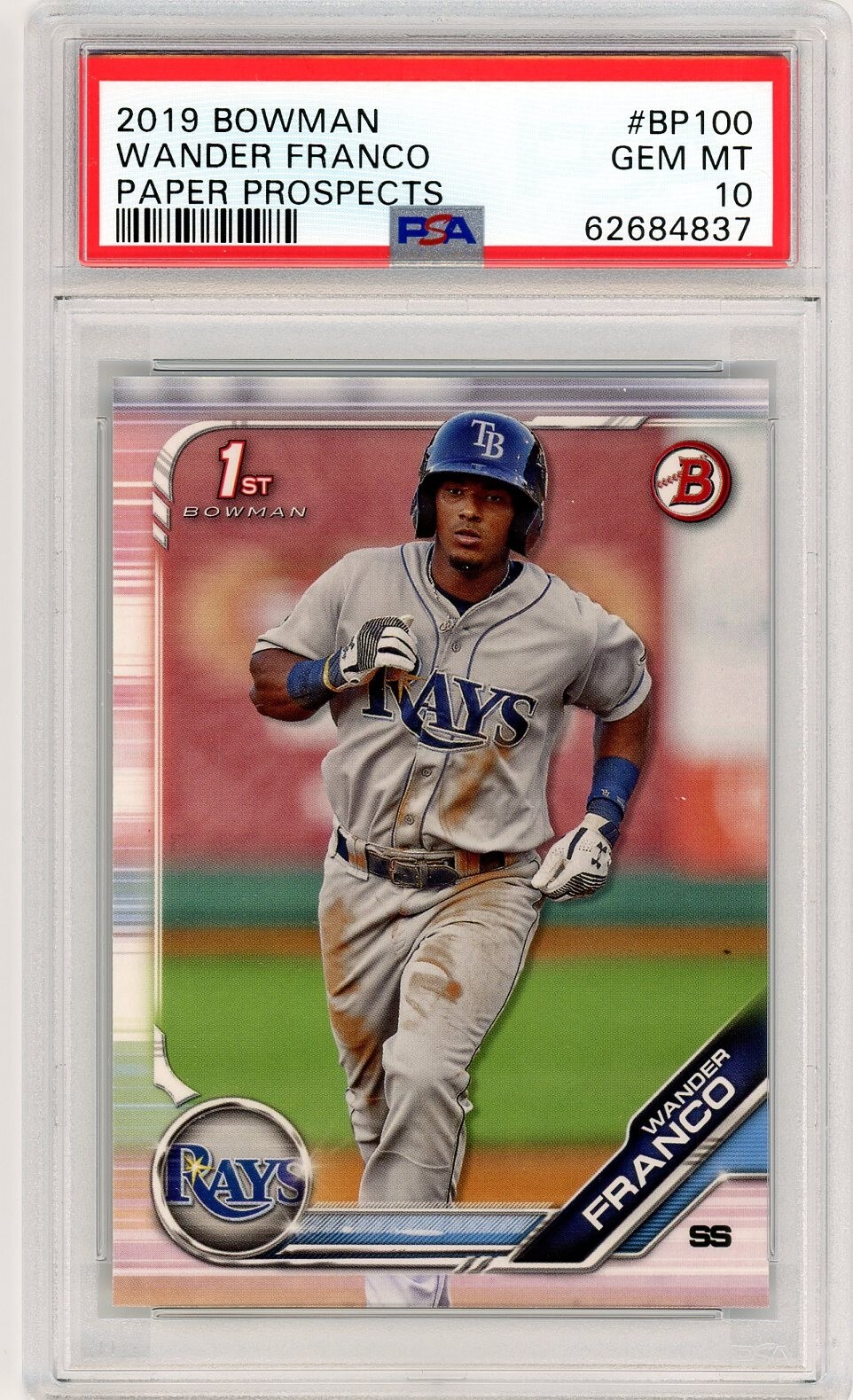 Wander Franco 2019 Bowman #BP-100 Paper Prospects PSA 10 Gem Mint Tampa Bay Rays