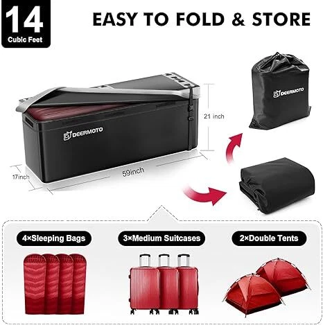 Caja de equipaje portaequipajes de carga montaje en enganche para remolque cúbico GMC Yukon 15 negra Foto 3 de 4