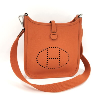 ○Hermes Evelyn Shoulder Bag Leather Orange Z Stamp
