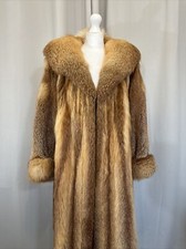 Real Fur Red Fox Long Vintage Cuff Trims Luxury Beautiful Coat Jacket M L Fr299