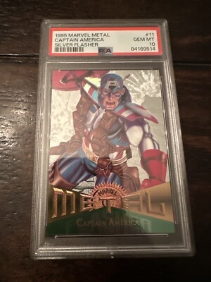 Captain America 1995 Marvel Metal Card #11 SILVER FLASHER Avengers