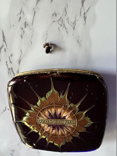 Specchio vintage Jay Strongwater donna smalto e cristallo tigre compatto *nuovo con etichette* - Foto 5 di 15