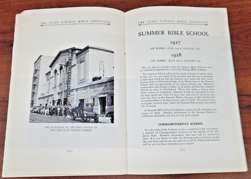 Glad TIdings Bible Institute - 1927-28 Catalog - San Francisco Pentecostal - Picture 9 of 11