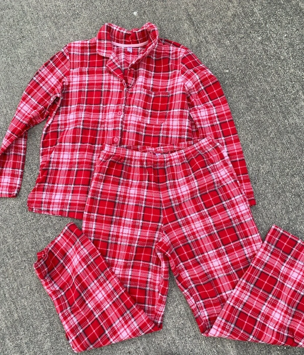 PINK Victoria's Secret Red Plaid Flannel Pajamas Set of 2 Top & Bottom ❤️  ts17j2