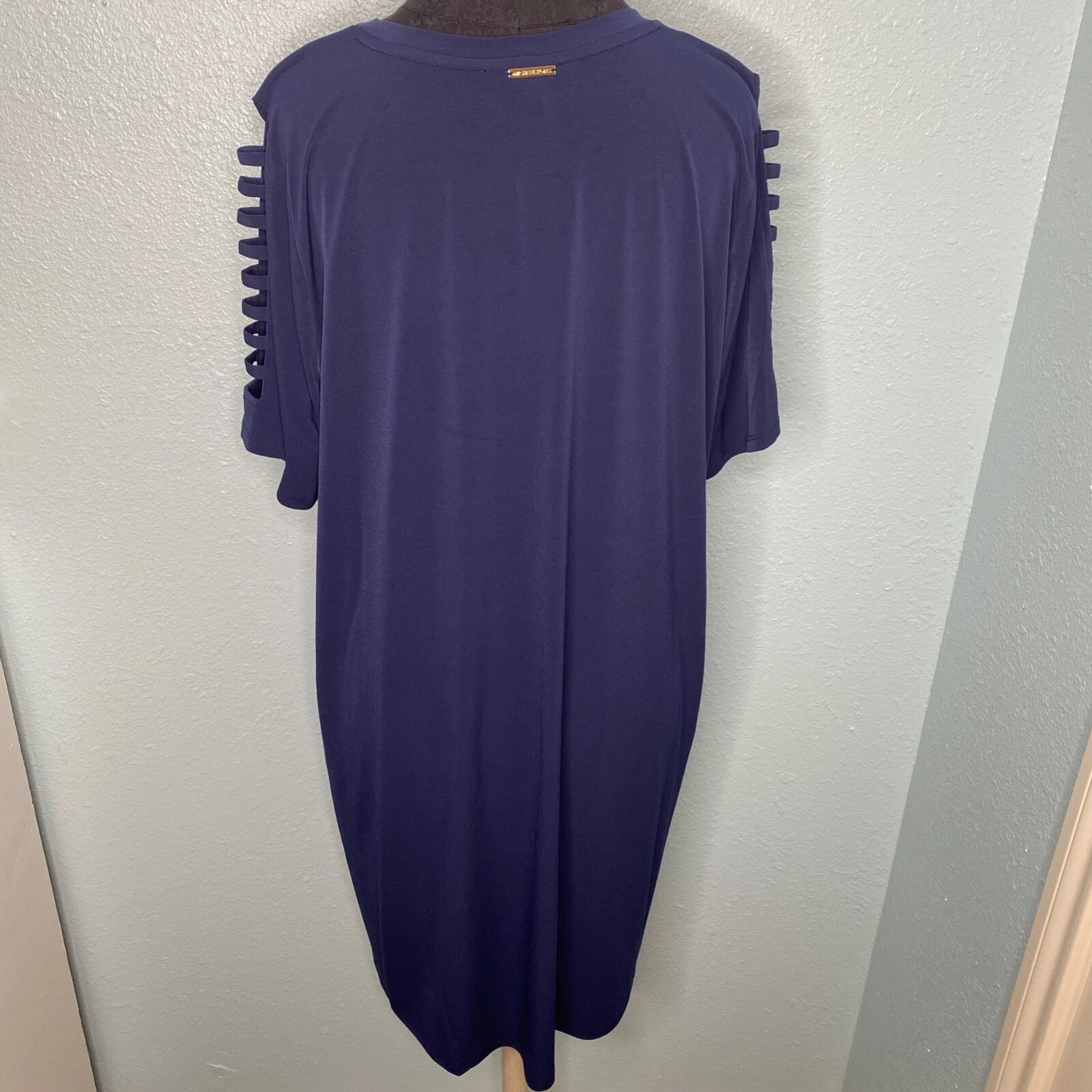 NUOVO abito da donna blu Michael Kors taglia taglie forti 2X maniche corte al ginocchio