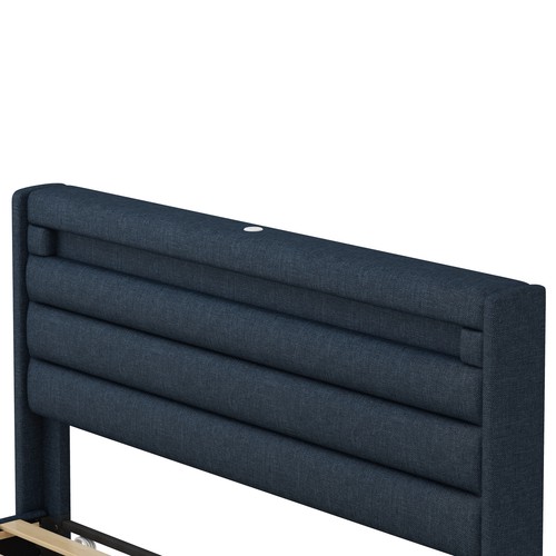 Queen Size Bed Frame with LED Bedside Induction Light, Anti Slip and Noise Free - 第 13/17 張圖片