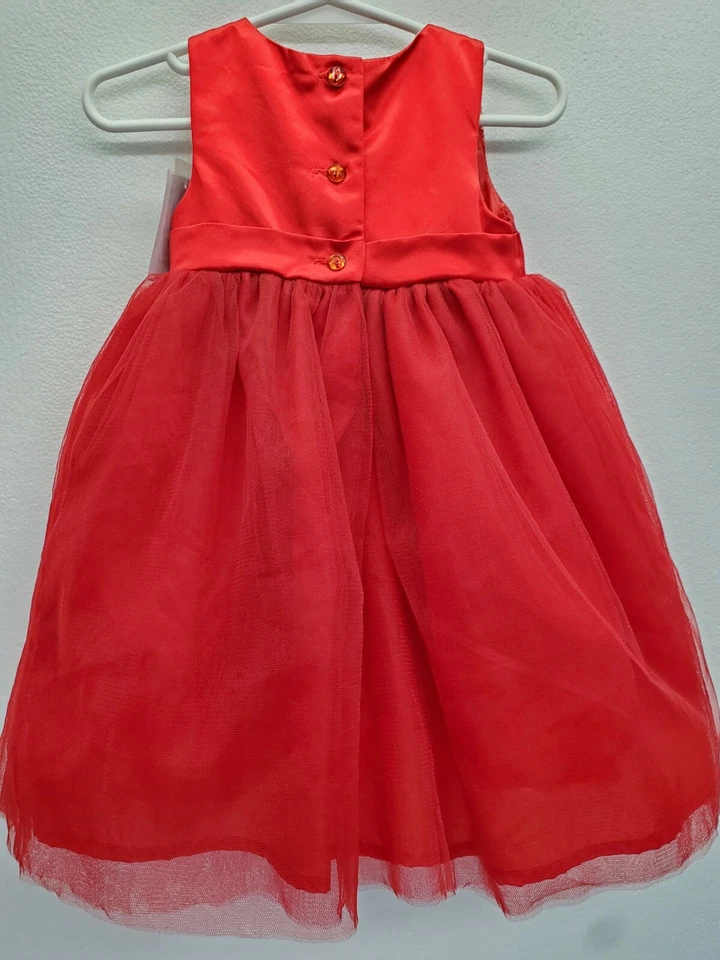 Vestido de festa casamento Savannah meninas vermelho em camadas longo 12 M bebê dia dos namorados novo com etiquetas - Imagem 4 de 4