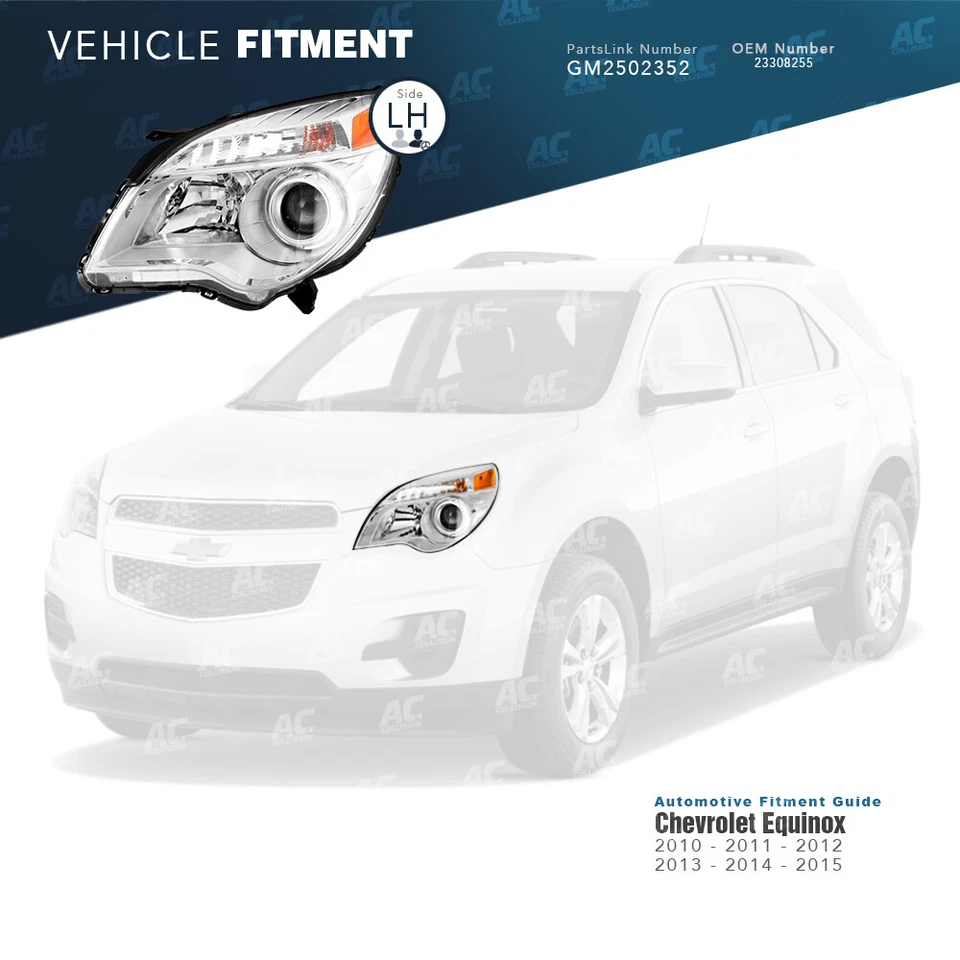 Faro izquierdo lado del conductor TYC para 10 11 12 13 14 15 Chevrolet Equinox LH Foto 2 de 4