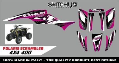 Grafik Dekor Aufkleber ATV Quad 4x4 400 DROP Pinky Polaris Scrambler 1995 2009
