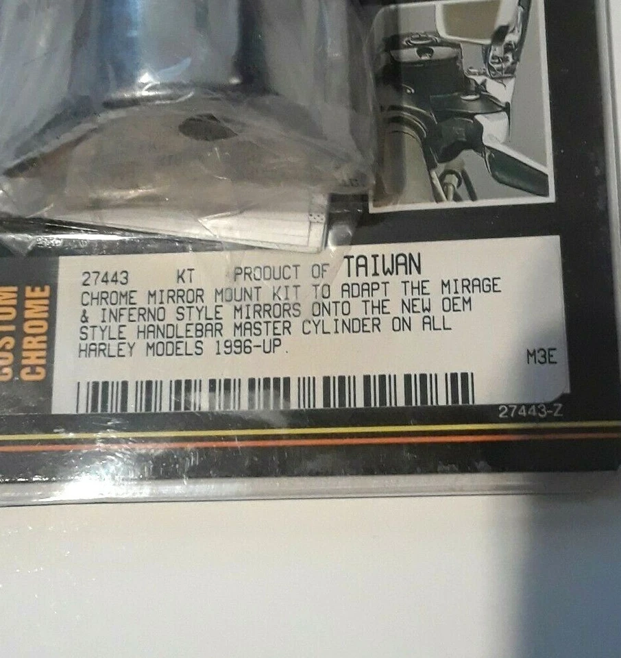 Kit de montaje de espejo retrovisor cromado personalizado 27443 para Harley Davidson 1996 y arriba Foto 2 de 2
