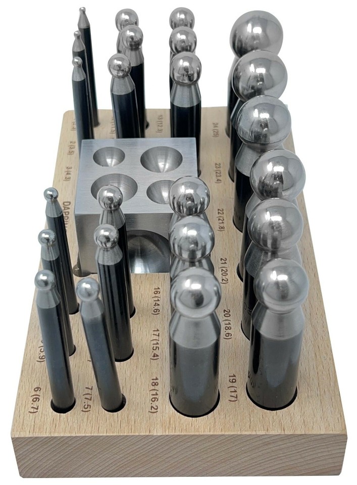 26 Piece Dapping Doming Punch Block Set 2.3 mm to 25 mm Jewelry Making ...