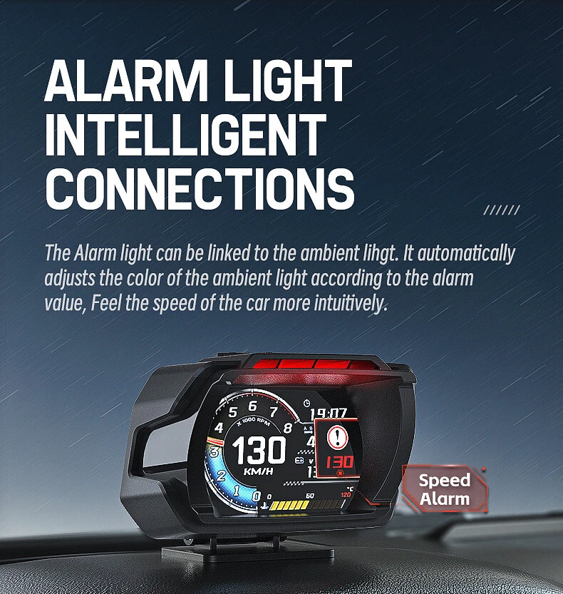 OBD2 Coche Head Up Velocímetro Pantalla HUD Digital Agua Aceite Temperatura Turbo Medidor RPM Foto 4 de 4