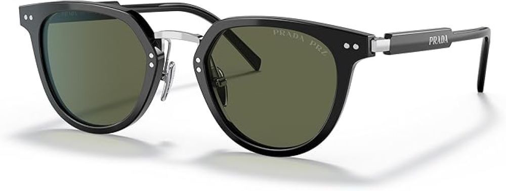 PRADA Men's Sunglasses SPR 17Y (1AB-03R) Shiny Black / Green