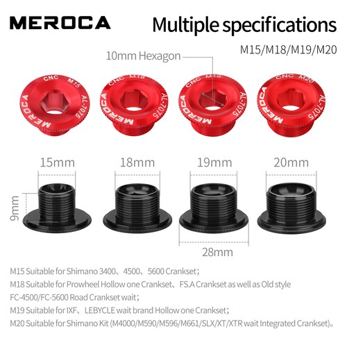 2pcs MEROCA Crank Dust Caps MTB Crankset Cover M15 M18 M19 M20 Aluminium Alloy - Picture 4 of 19