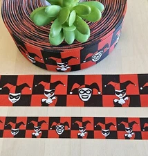 7/8 & 1.5" (1 YD) Harlequin Joker Grosgrain Ribbon Harley Quinn Hair Bow Ribbon