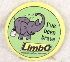 Limbo I've been brave elephant pin badge 1.5 inches across medical