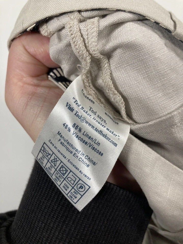 TED BAKER LINEN BLEND Trousers - Size 1 UK8 W26 L24 - Good Condition - Women’s - Image 3 of 4
