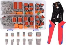 174Pcs 12 Kits DT Connector Kit With Ratcheting Wire Crimper for Deutsch Connect