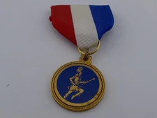 Vintage Marching Band Drum Major Award Medal Red White Blue Ribbon Estate