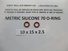 10mm ID x 15mm OD x 2.5mm thick SILICONE O-ring.  Quan 2.