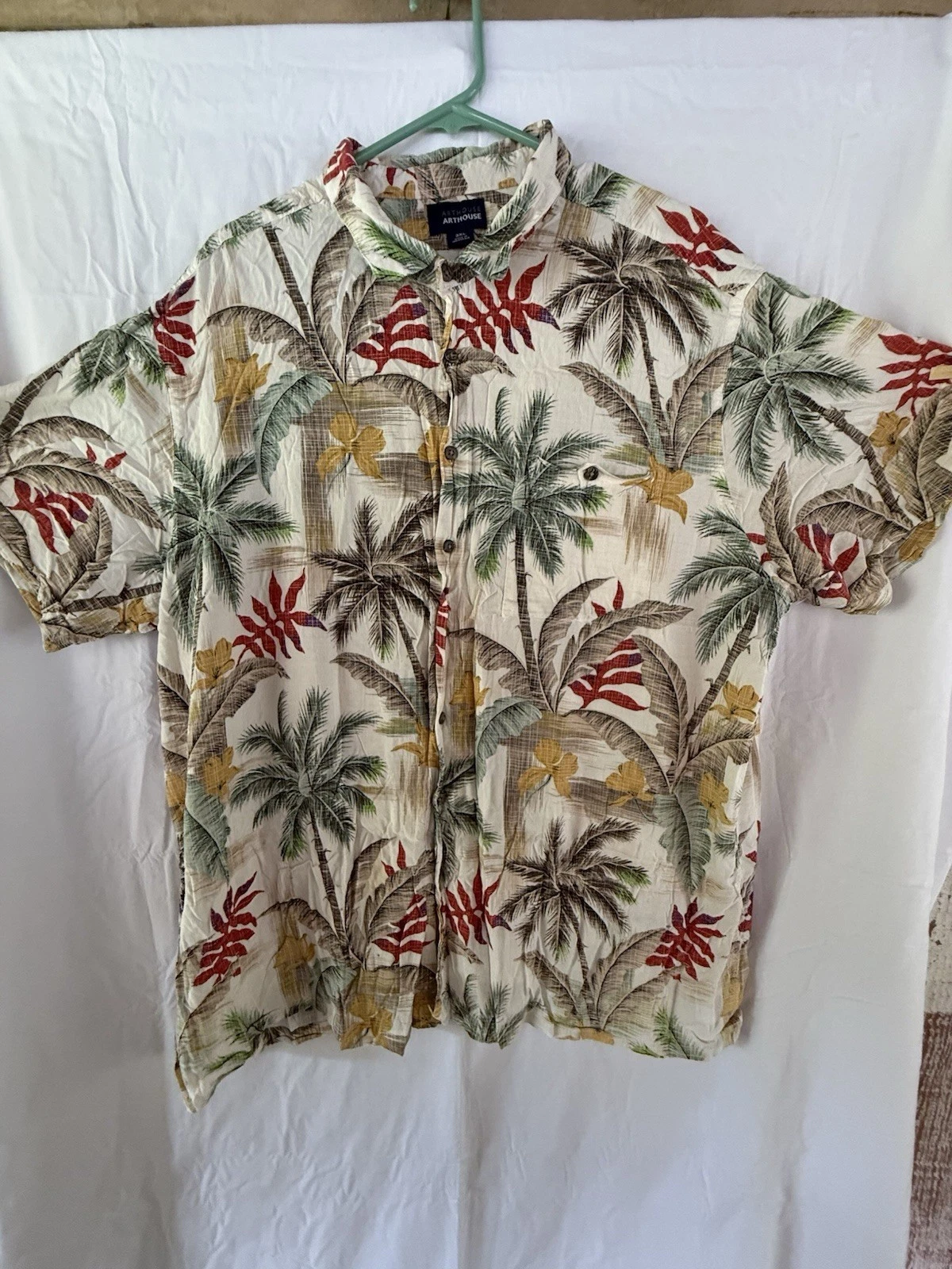 ArtHouse Hawaiian Shirt Floral Beach Aloha Men's Size 3XL Short Sleeve Button