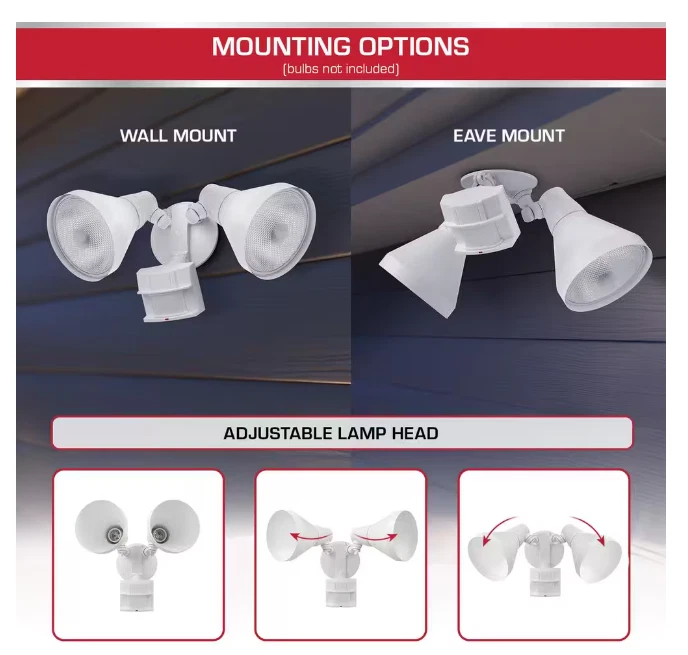 Defiant PAR 180-Degree White Motion Activated Wired 2-Head Security Flood Light - Image 3 of 4