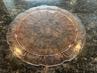 Vtg 1930s Jeannette Cherry Blossom Pink Depression Glass 10” Footed Cake Plate