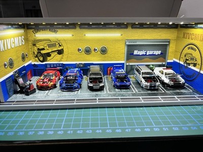  ️ 1:64 Yellow Garage Diorama Display Car Parking Modellauto USB LED Modellbau