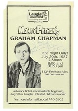 1987 Monty Python Graham Chapman Signed Concert Poster w/inscription COA Beckett