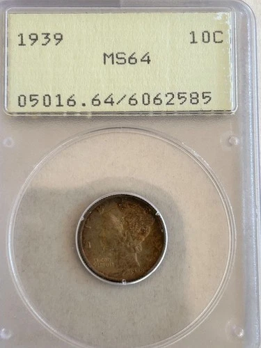 1939 10C Mercury Dime PCGS MS64 – Gorgeous Natural Toning!