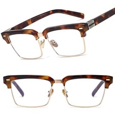 Tortoise  Clear Square Sunglasses Fancy Fashionable Retro Upscale Vintage