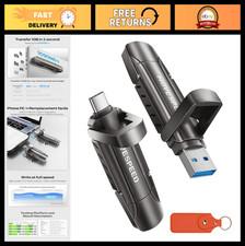 1TB Portable SSD Flash Drive, 1000MB/s USB 3.2 Type-C Dual Port for iPhone/Mac/A
