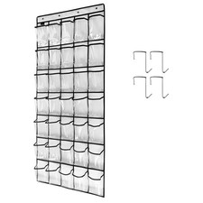 1 Pack 35 Clear Crystal Pockets Large Hanging Shoe Organizer Over The Door Sh...
