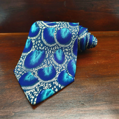 Vtg Smithsonian Institution Tie Mens Peacock Feather Eye Silk Necktie Italy Bird
