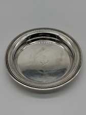 Coupelle Christofle "Perles" métal argenté - Gravure Marine / Ancre - 15,5 cm