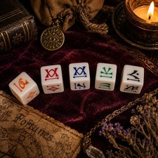 AD&D Ravenloft Dikesha Dice Vistani Fortune Telling Rune Dice 5pc Set