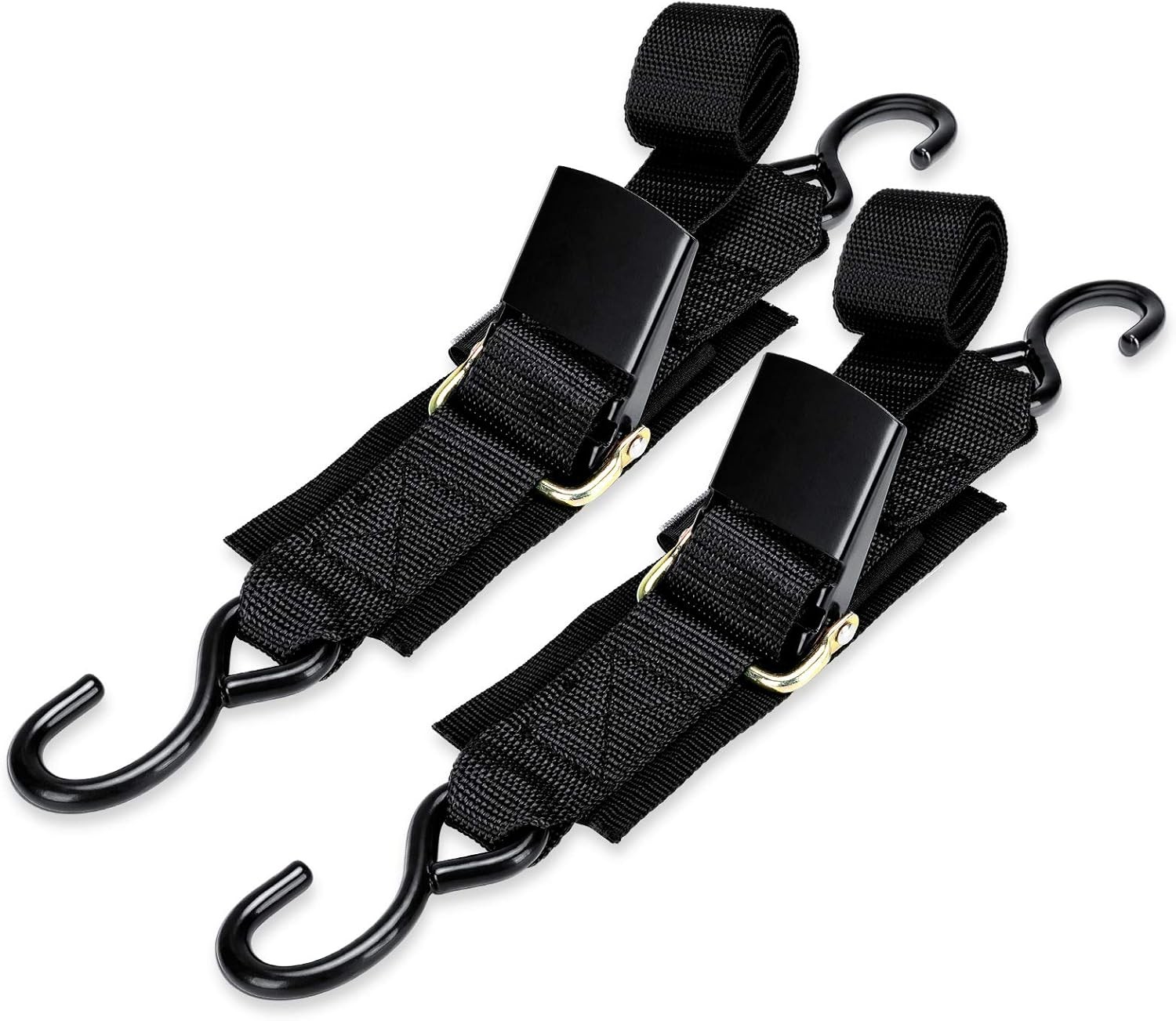 WELLUCK Boat Trailer Transom Tie Downs 2 in x 4 ft/1200lbs（2 pack）, Black 