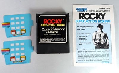 ColecoVision ROCKY Cartridge, Manual and TWO Overlays - TESTED & WORKS - Nice!