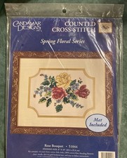 Vintage Counted Cross-Stitch Candamar Designs Rose Bouquet 51044 8x10