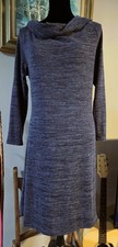 Allison Brittney Size XL Blue Patterned Cowl Neck Dress