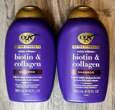 OGX Extra Strength Biotin & Collagen Shampoo, 13 fl oz, Thickening, Lot of 2