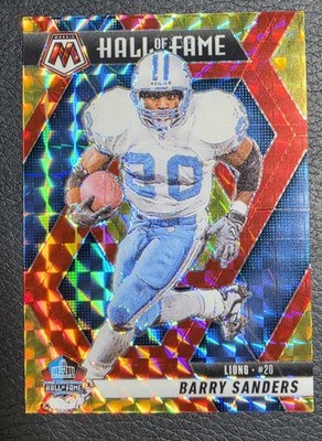 2025 Panini Mosaic Barry Sanders Red Yellow Choice Prizm /89 Hall Of Fame