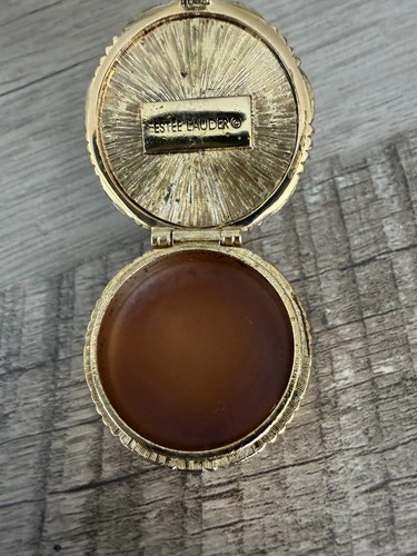 Vintage Estée Lauder Solid Perfume Compact Gold Tone Collectible