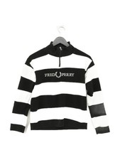 Fred Perry Men's Jumper M Multi Striped 100% Cotton Mock Neck Pullover