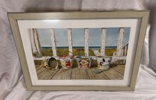 David E Doss Signed Disney Mickey Donald Fun in the Sun Framed Print Beach