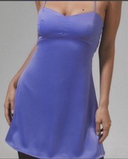 Urban Outfitters XS Purple Satin Slip Mini Dress Sweetheart Tie Back Zip